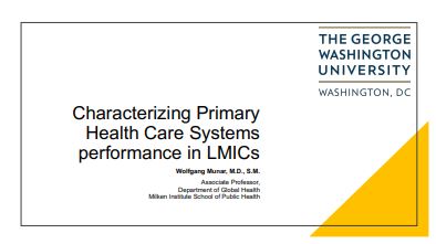 Improving performance of Primary Health Care systems in LMICs