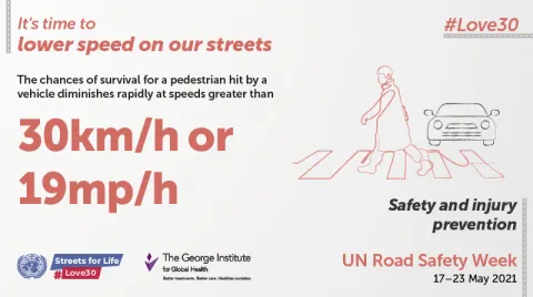 UN Global Road Safety week infographic on safety and injury prevention